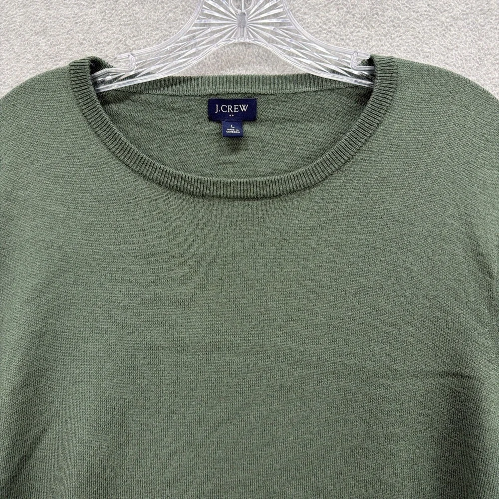 J Crew Sweater Mens Large‎ Green Merino Wool Blend Crew Neck Lightweight Stretch